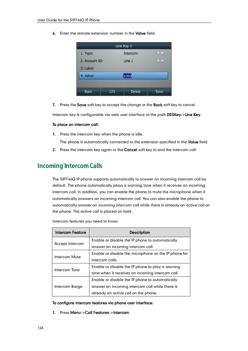 Incoming intercom calls | Yealink SIP-T46G User Manual | Page 136 / 168