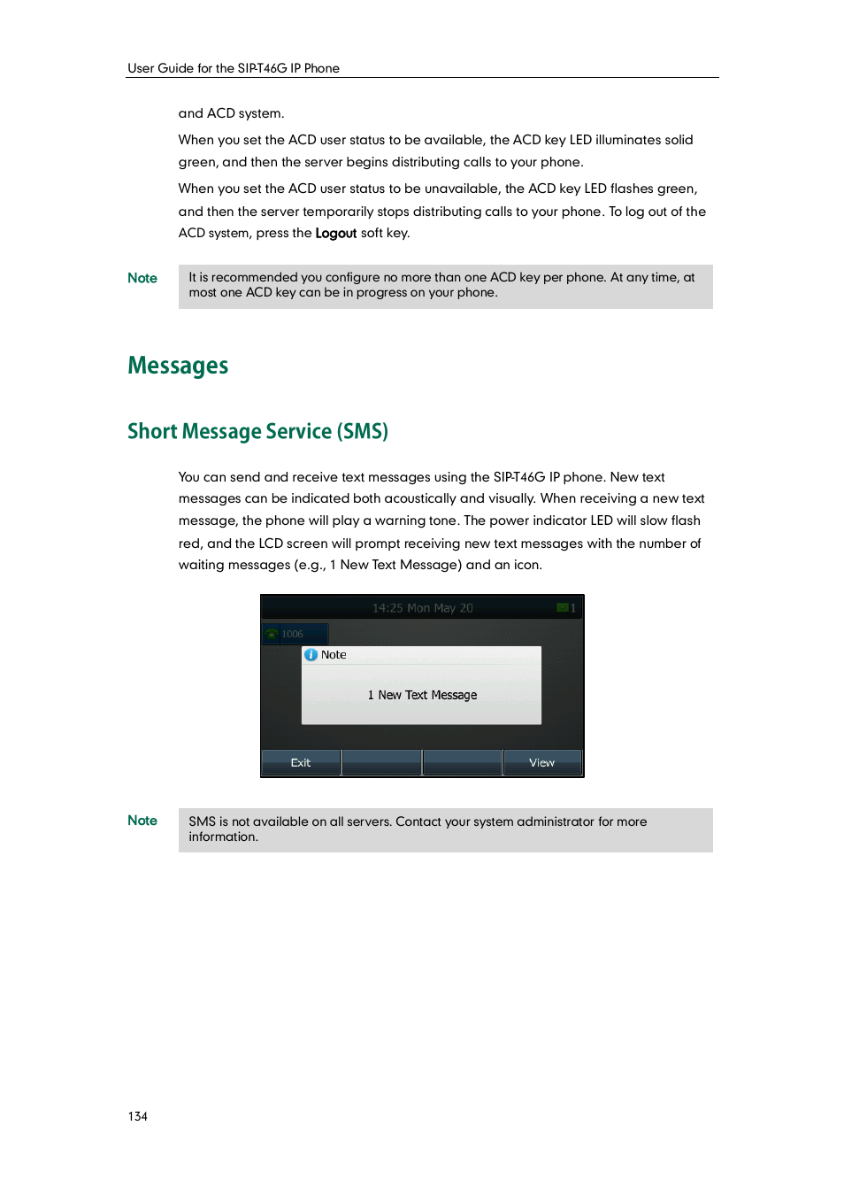 Messages, Short message service (sms) | Yealink SIP-T46G User Manual | Page 144 / 168