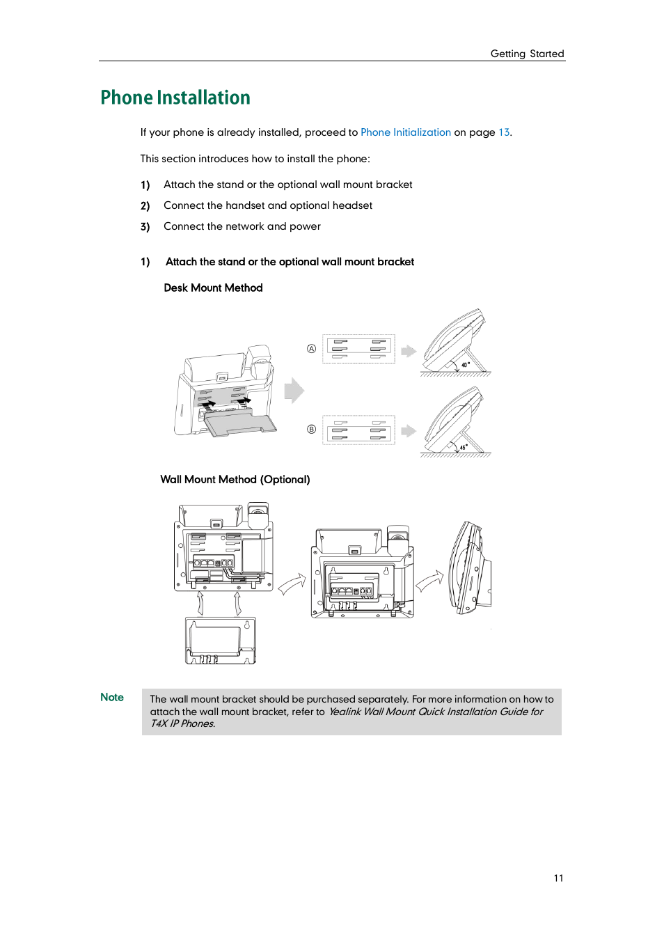 Phone installation | Yealink SIP-T46G User Manual | Page 21 / 168