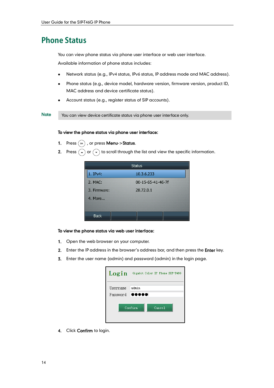 Phone status | Yealink SIP-T46G User Manual | Page 24 / 168