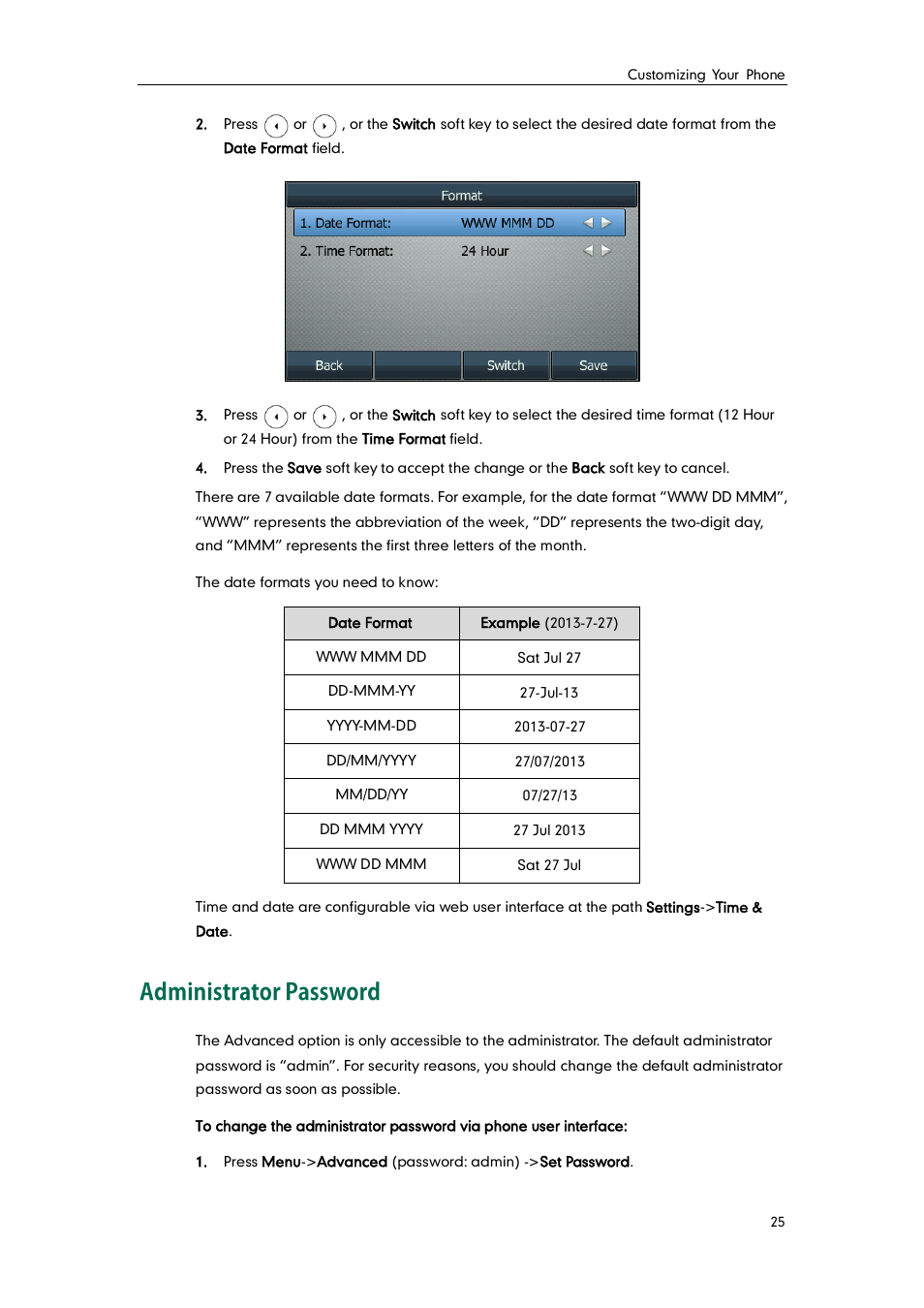 Administrator password | Yealink SIP-T46G User Manual | Page 35 / 168