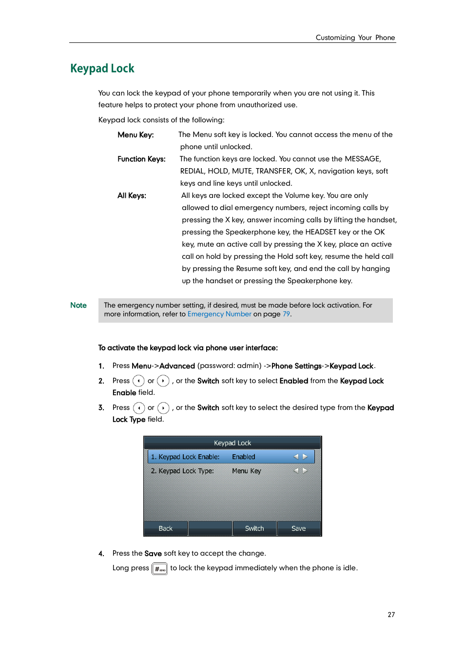 Keypad lock | Yealink SIP-T46G User Manual | Page 37 / 168