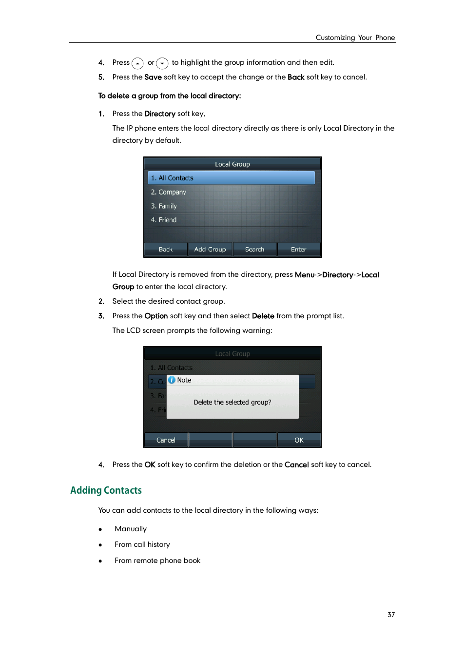 Adding contacts | Yealink SIP-T46G User Manual | Page 47 / 168