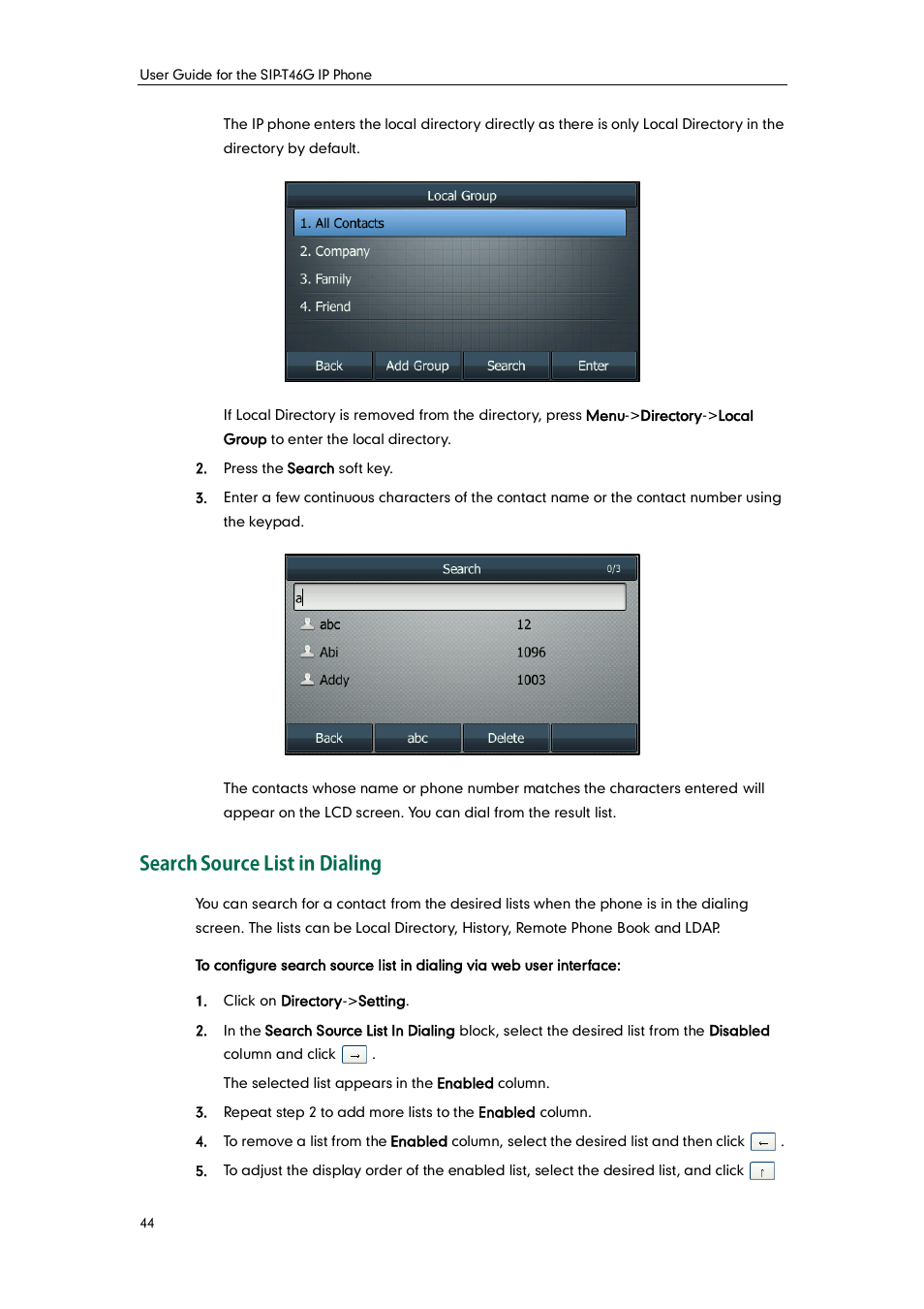 Search source list in dialing | Yealink SIP-T46G User Manual | Page 54 / 168