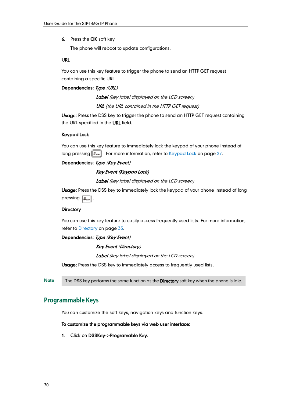 Programmable keys | Yealink SIP-T46G User Manual | Page 80 / 168