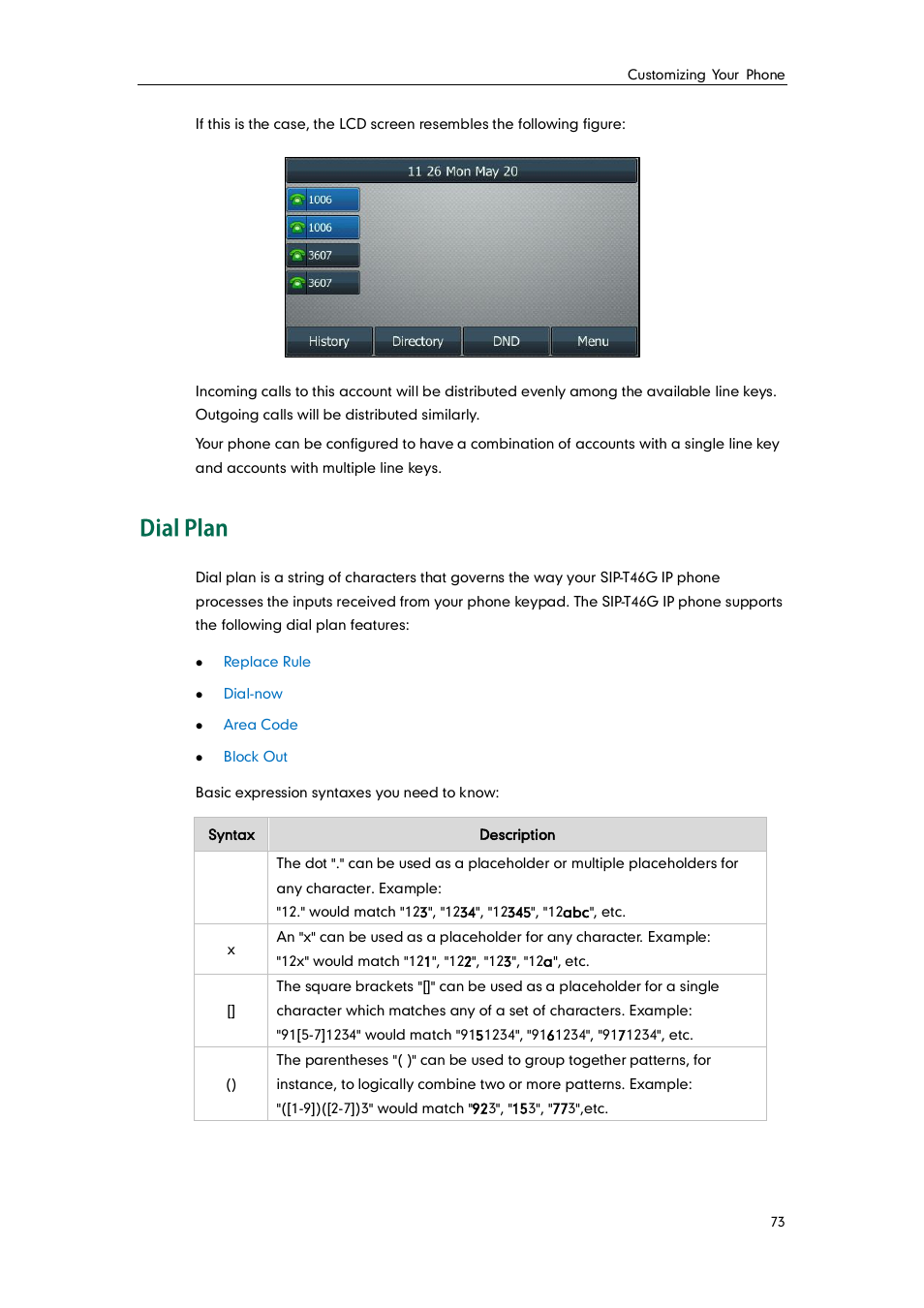 Dial plan | Yealink SIP-T46G User Manual | Page 83 / 168