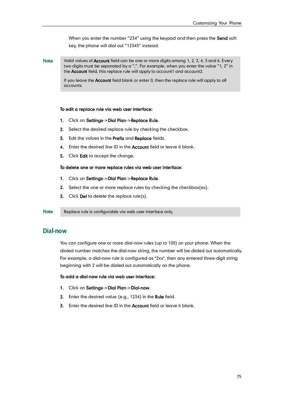 Dial-now | Yealink SIP-T46G User Manual | Page 85 / 168