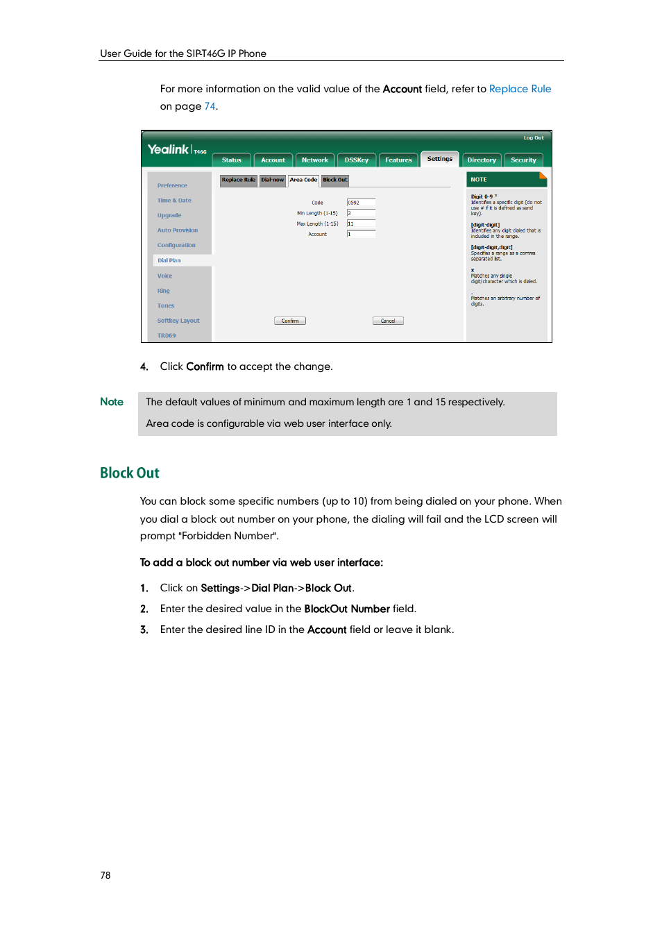 Block out | Yealink SIP-T46G User Manual | Page 88 / 168