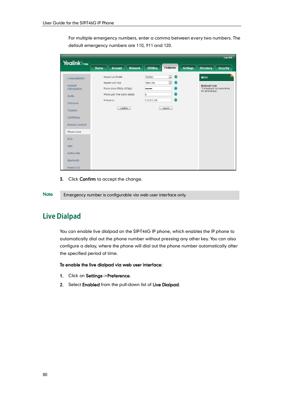 Live dialpad | Yealink SIP-T46G User Manual | Page 90 / 168