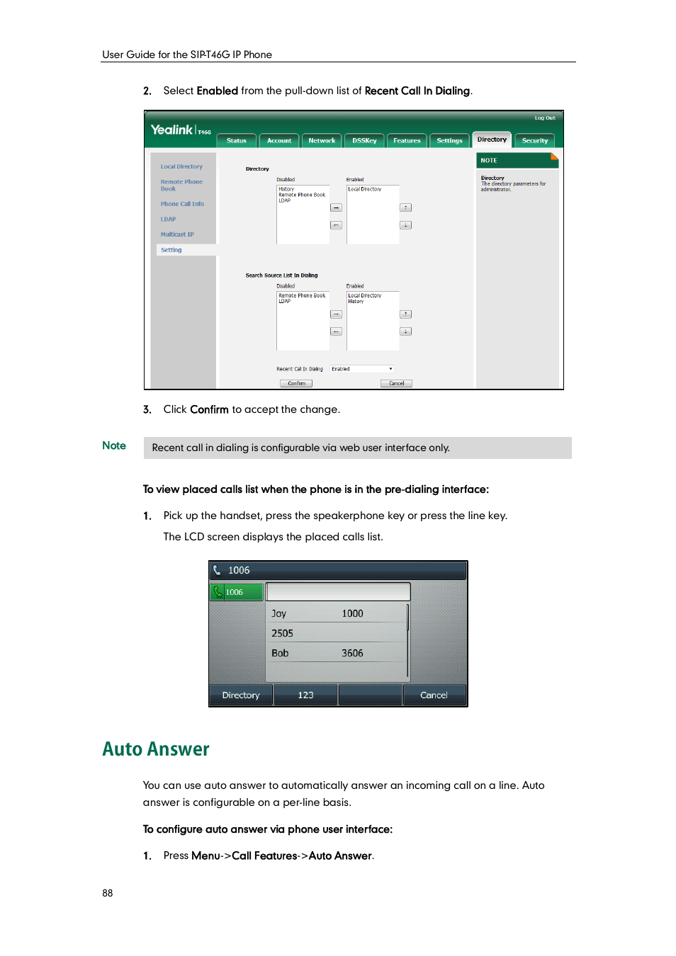 Auto answer | Yealink SIP-T46G User Manual | Page 98 / 168