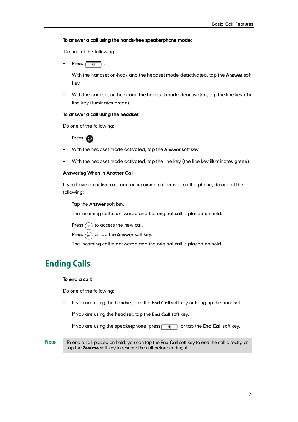 Ending calls | Yealink SIP-T48G User Manual | Page 101 / 170