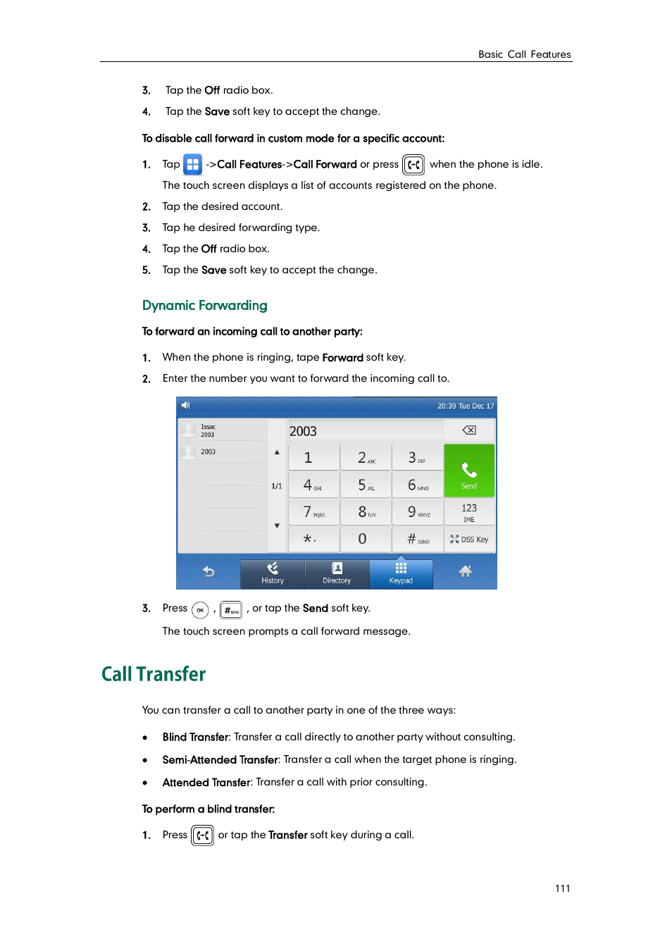 Call transfer | Yealink SIP-T48G User Manual | Page 121 / 170