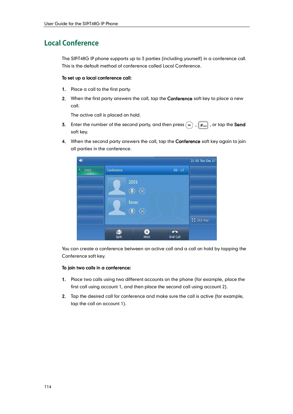 Local conference | Yealink SIP-T48G User Manual | Page 124 / 170