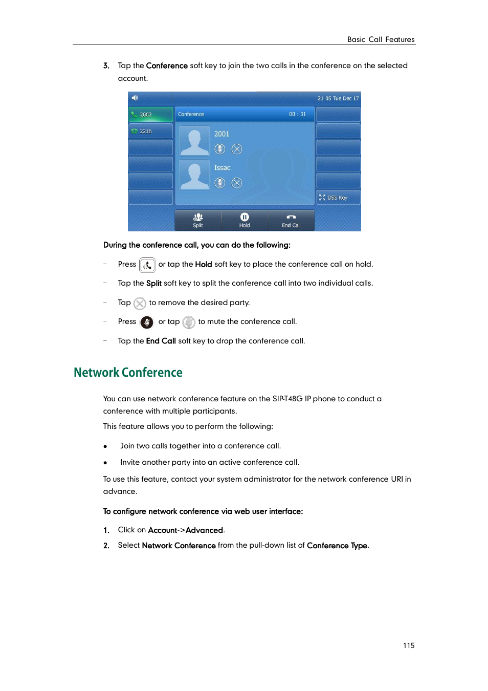 Network conference | Yealink SIP-T48G User Manual | Page 125 / 170