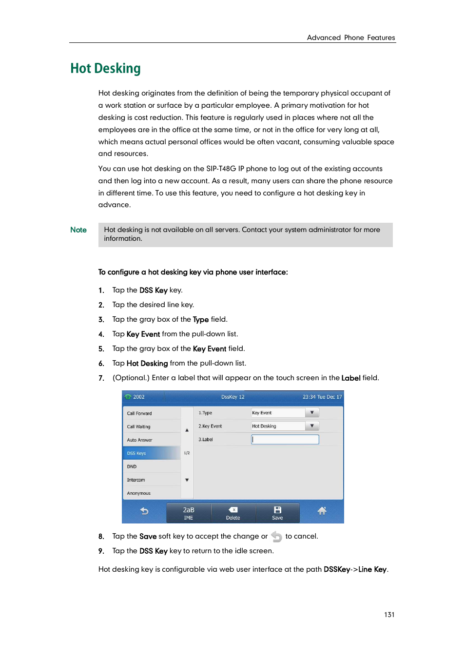 Hot desking | Yealink SIP-T48G User Manual | Page 141 / 170