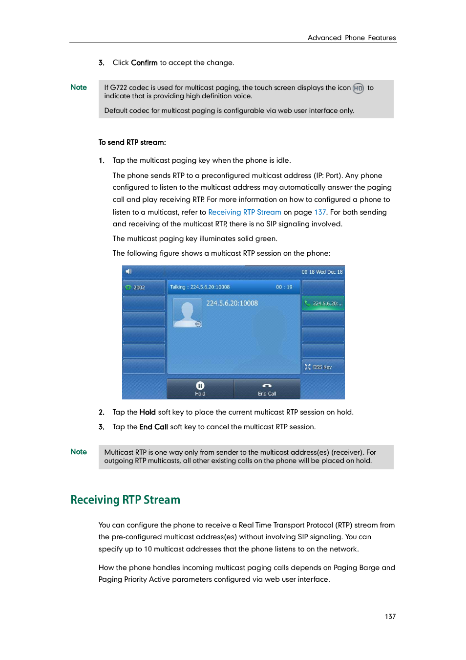 Receiving rtp stream | Yealink SIP-T48G User Manual | Page 147 / 170