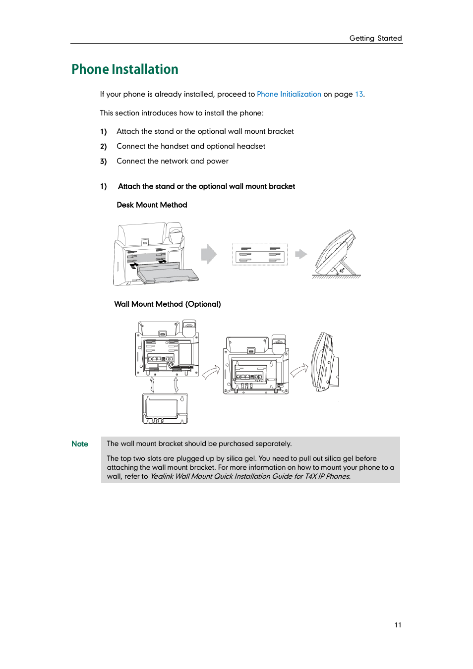 Phone installation | Yealink SIP-T48G User Manual | Page 21 / 170