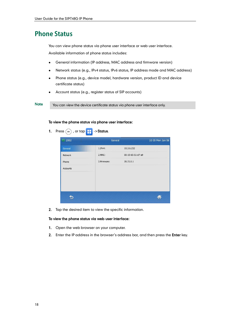 Phone status | Yealink SIP-T48G User Manual | Page 28 / 170