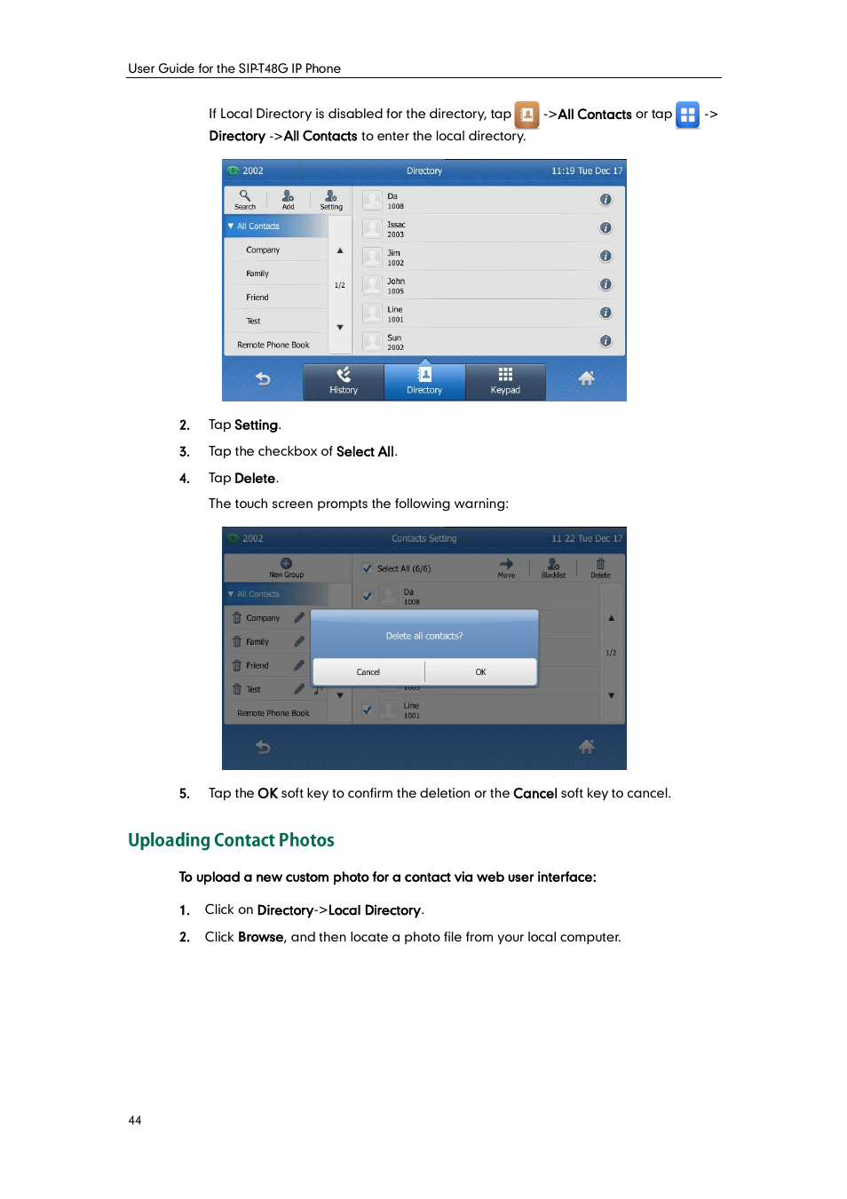 Uploading contact photos | Yealink SIP-T48G User Manual | Page 54 / 170