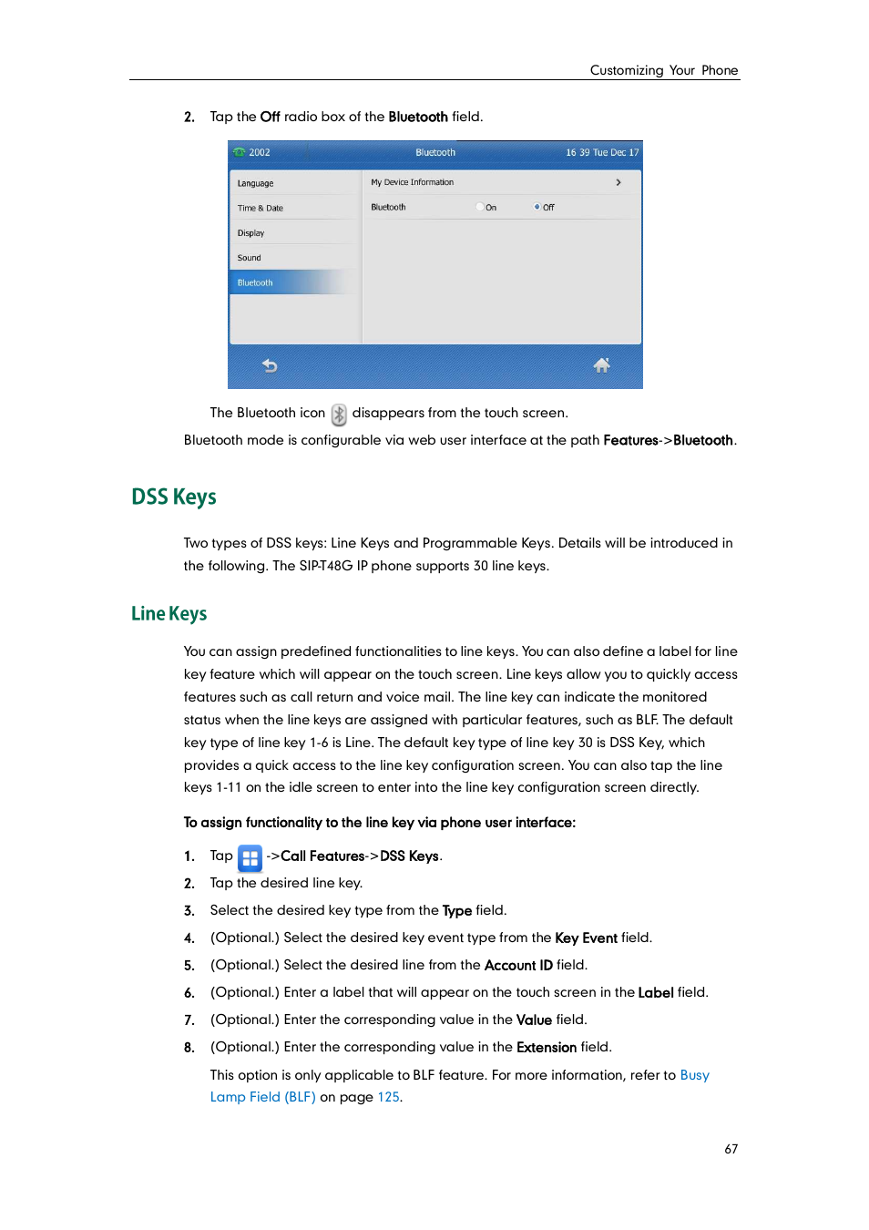 Dss keys, Line keys | Yealink SIP-T48G User Manual | Page 77 / 170
