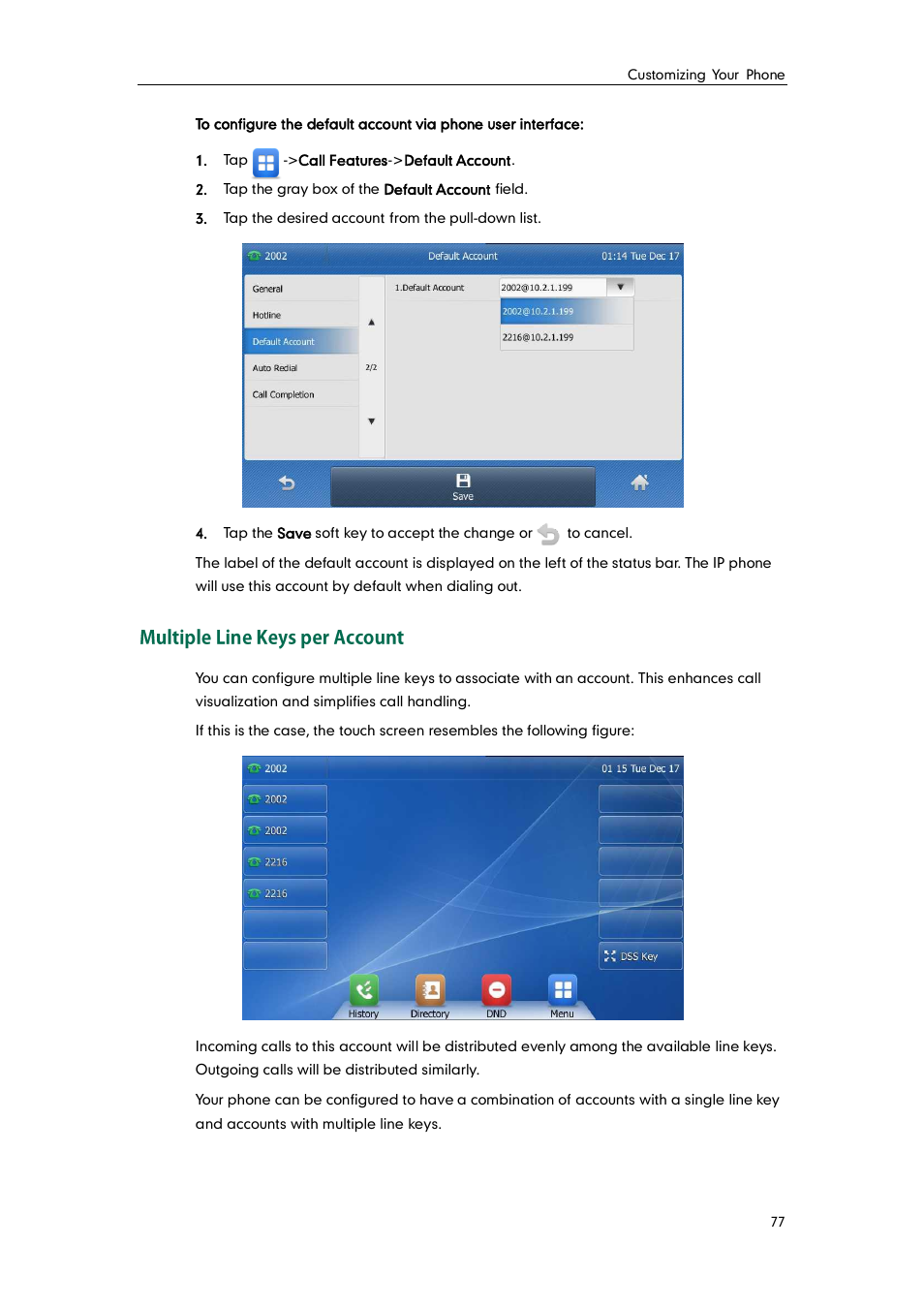 Multiple line keys per account | Yealink SIP-T48G User Manual | Page 87 / 170