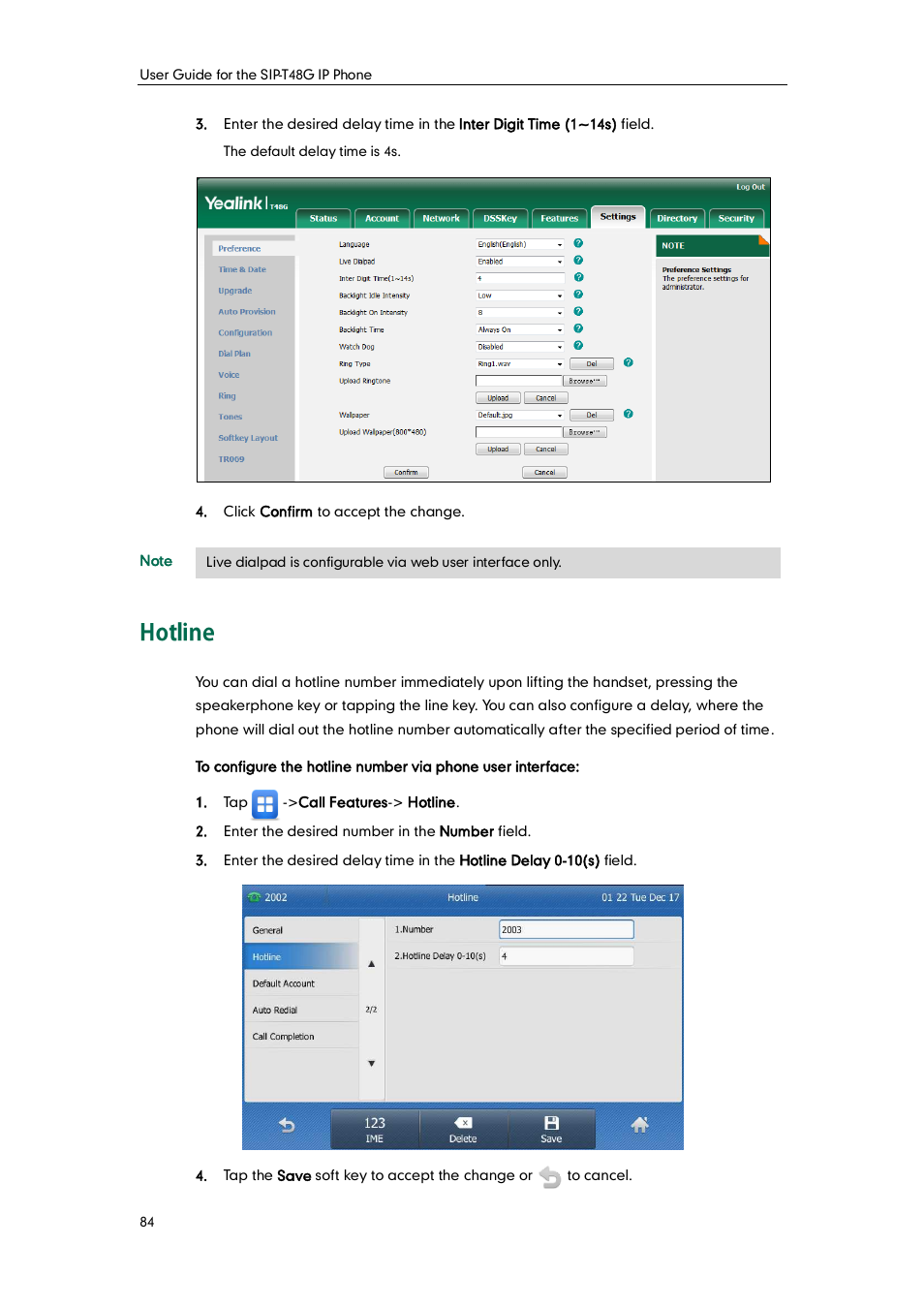 Hotline | Yealink SIP-T48G User Manual | Page 94 / 170