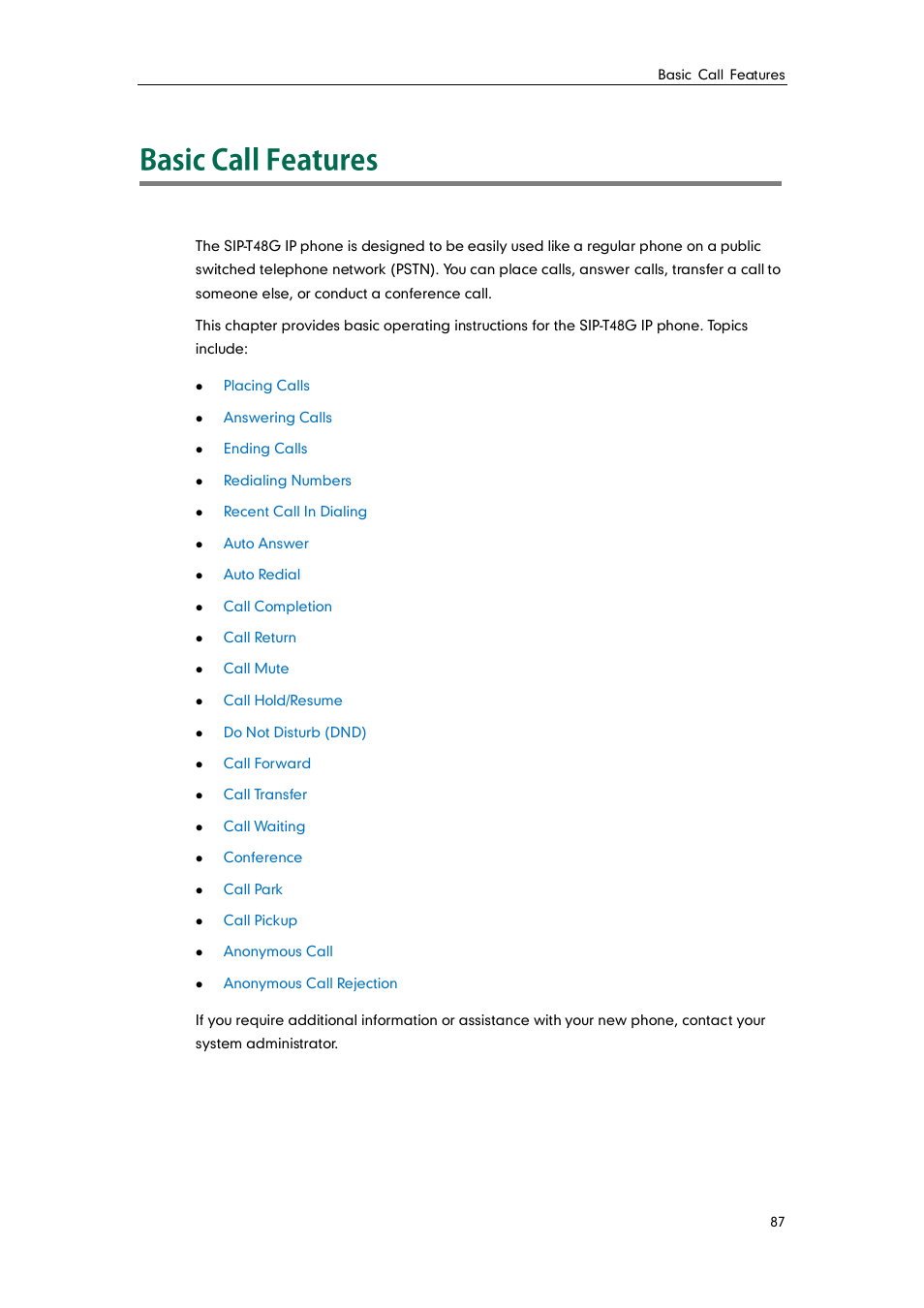 Basic call features | Yealink SIP-T48G User Manual | Page 97 / 170