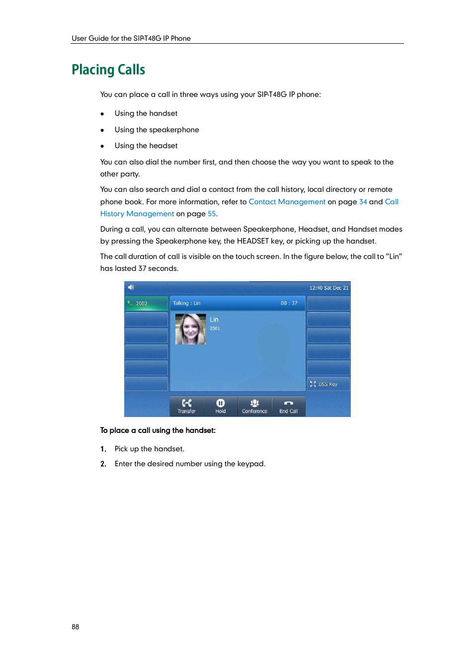 Placing calls | Yealink SIP-T48G User Manual | Page 98 / 170