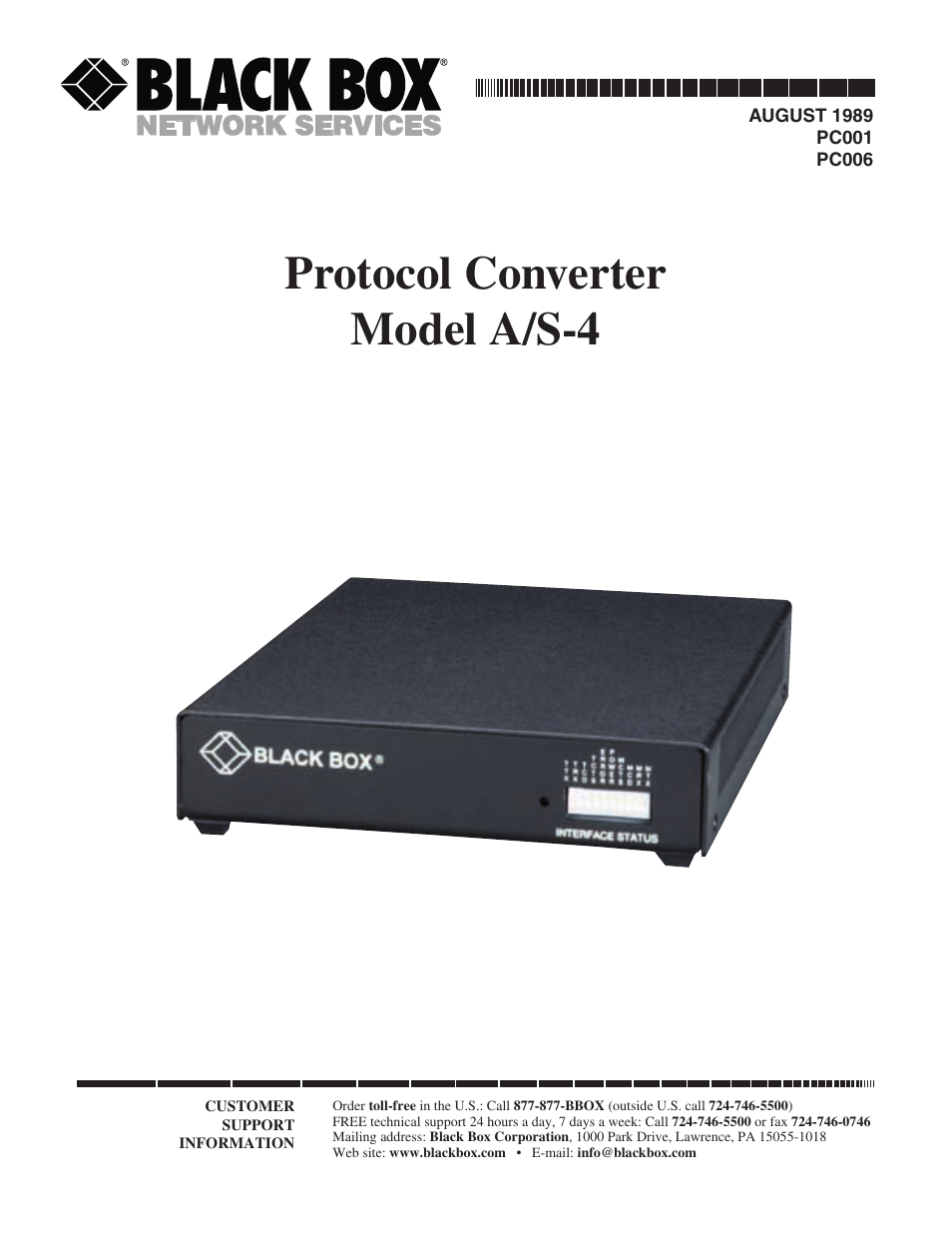 Black Box PROTOCOL CONVERTER A/S-4 User Manual | 88 pages