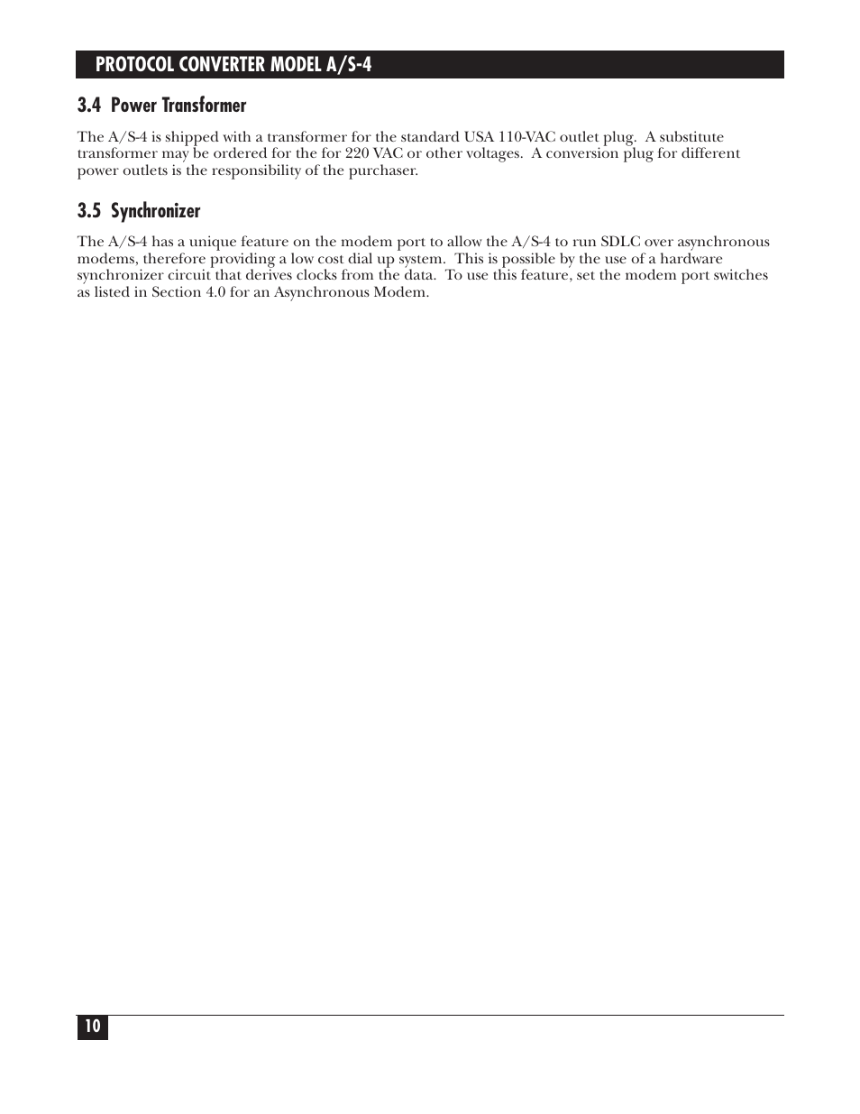 Black Box PROTOCOL CONVERTER A/S-4 User Manual | Page 11 / 88