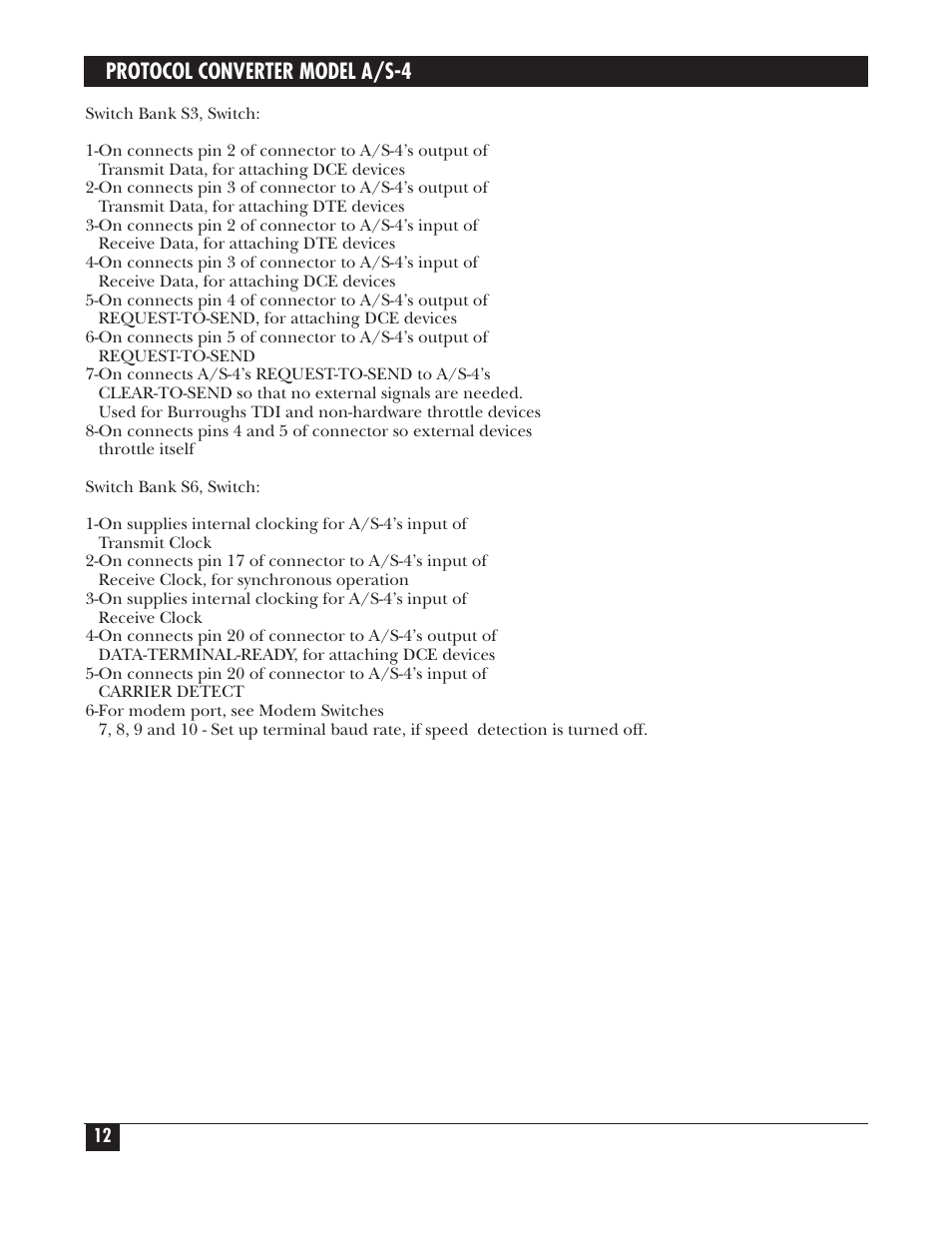 Protocol converter model a/s-4 | Black Box PROTOCOL CONVERTER A/S-4 User Manual | Page 13 / 88