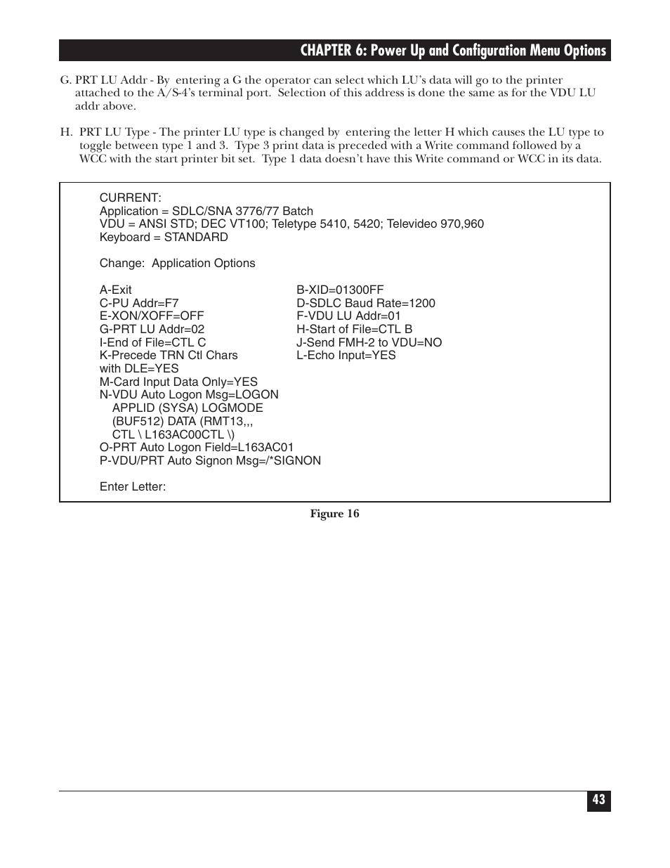 Chapter 6: power up and configuration menu options | Black Box PROTOCOL CONVERTER A/S-4 User Manual | Page 44 / 88