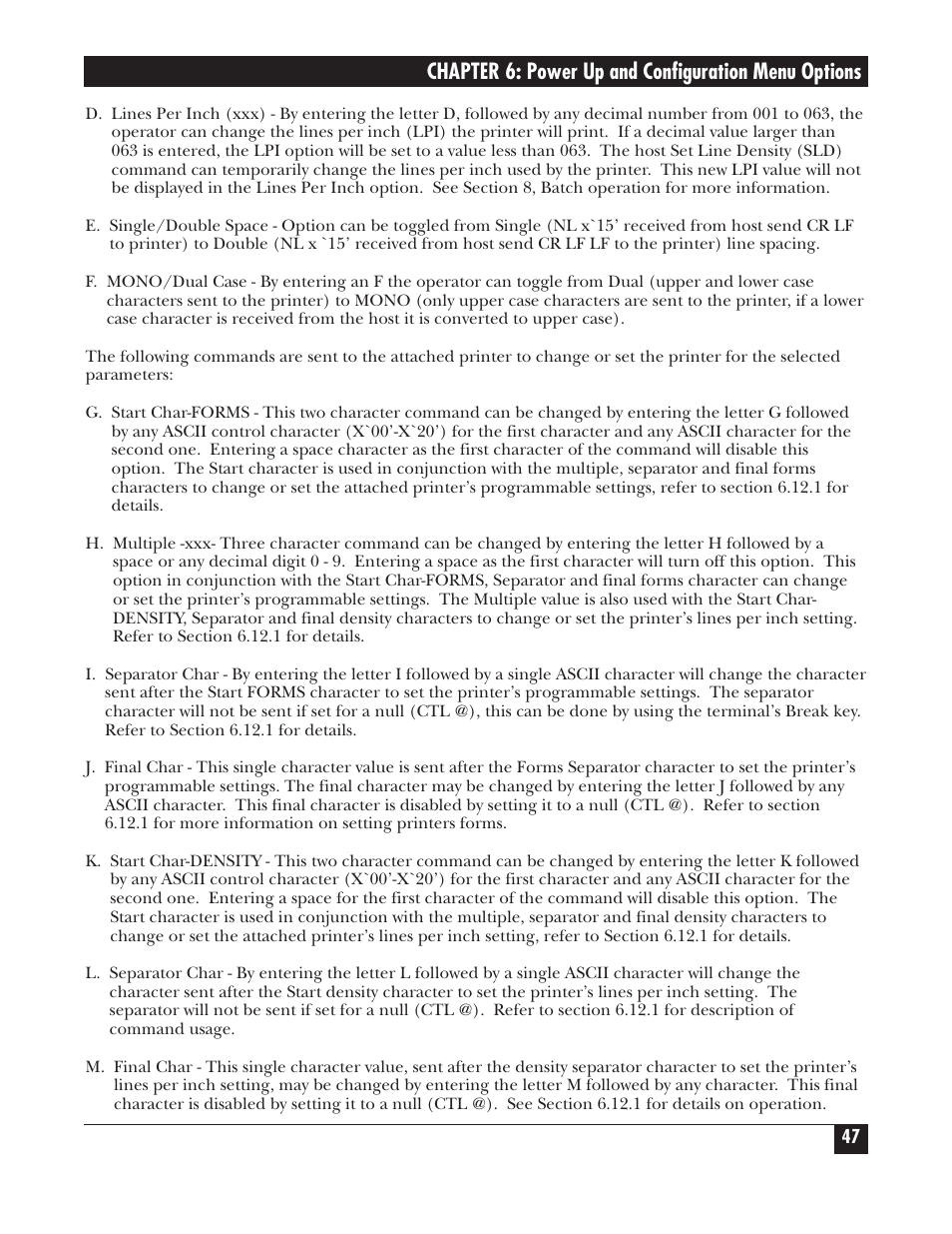 Chapter 6: power up and configuration menu options | Black Box PROTOCOL CONVERTER A/S-4 User Manual | Page 48 / 88