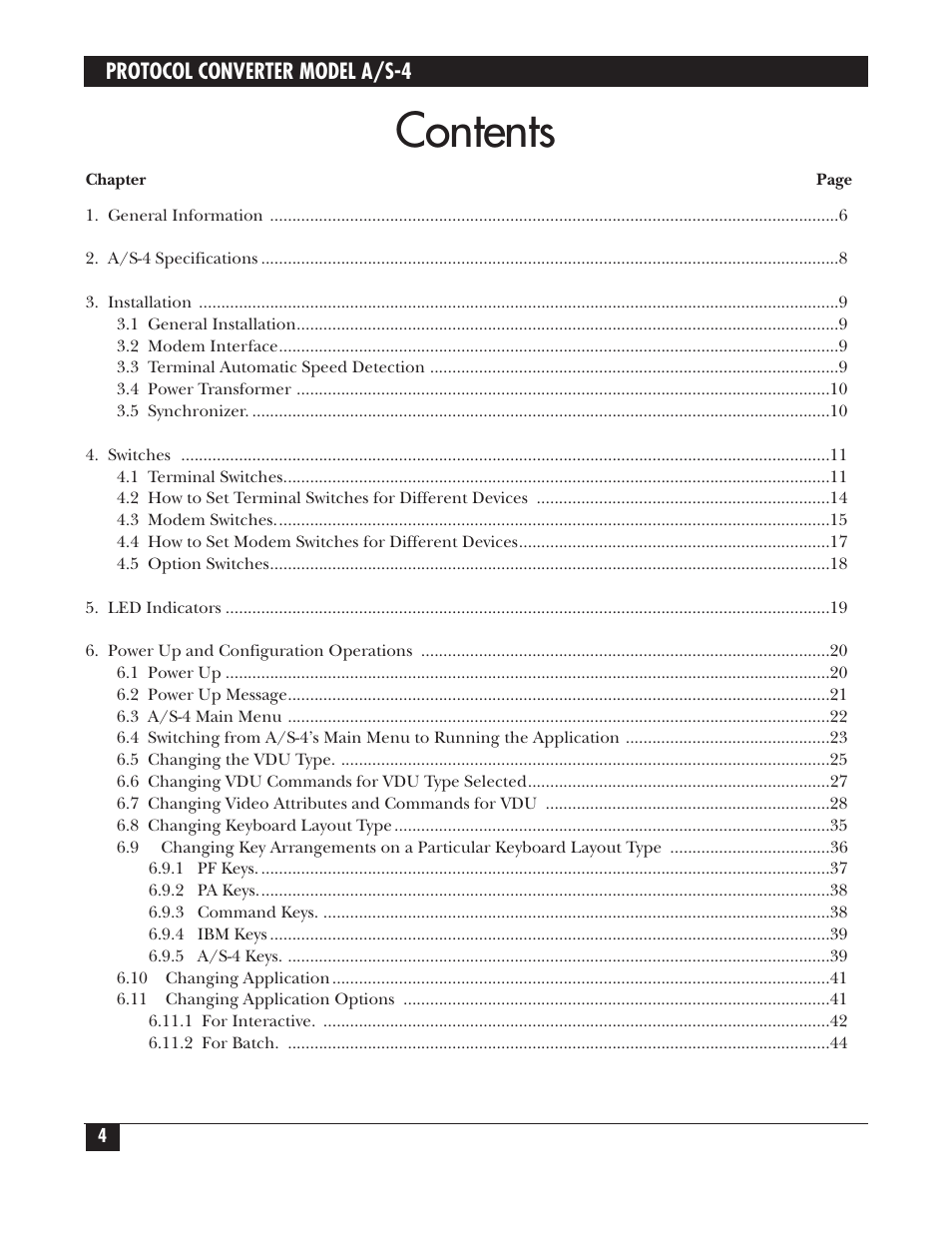 Black Box PROTOCOL CONVERTER A/S-4 User Manual | Page 5 / 88