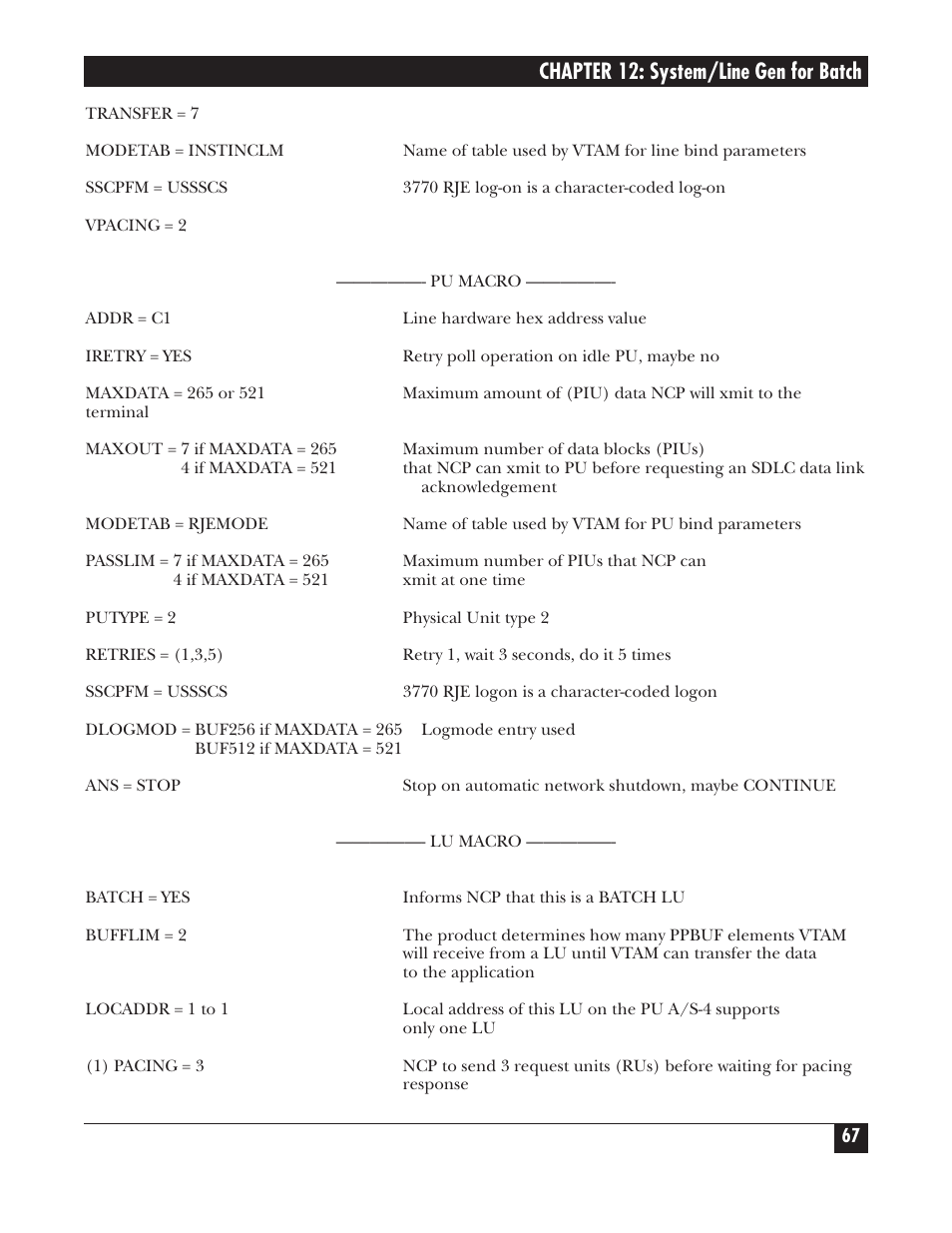 Chapter 12: system/line gen for batch | Black Box PROTOCOL CONVERTER A/S-4 User Manual | Page 68 / 88