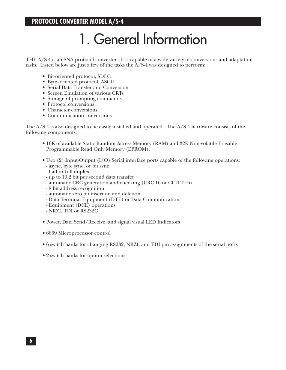 General information | Black Box PROTOCOL CONVERTER A/S-4 User Manual | Page 7 / 88