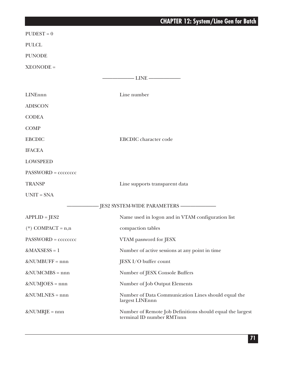 Chapter 12: system/line gen for batch | Black Box PROTOCOL CONVERTER A/S-4 User Manual | Page 72 / 88
