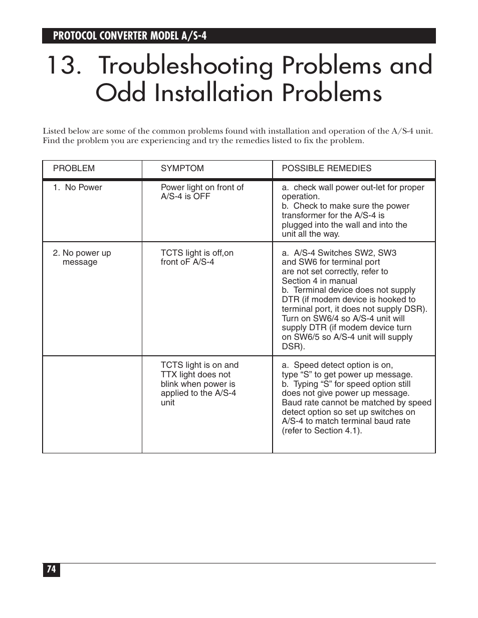 Black Box PROTOCOL CONVERTER A/S-4 User Manual | Page 75 / 88