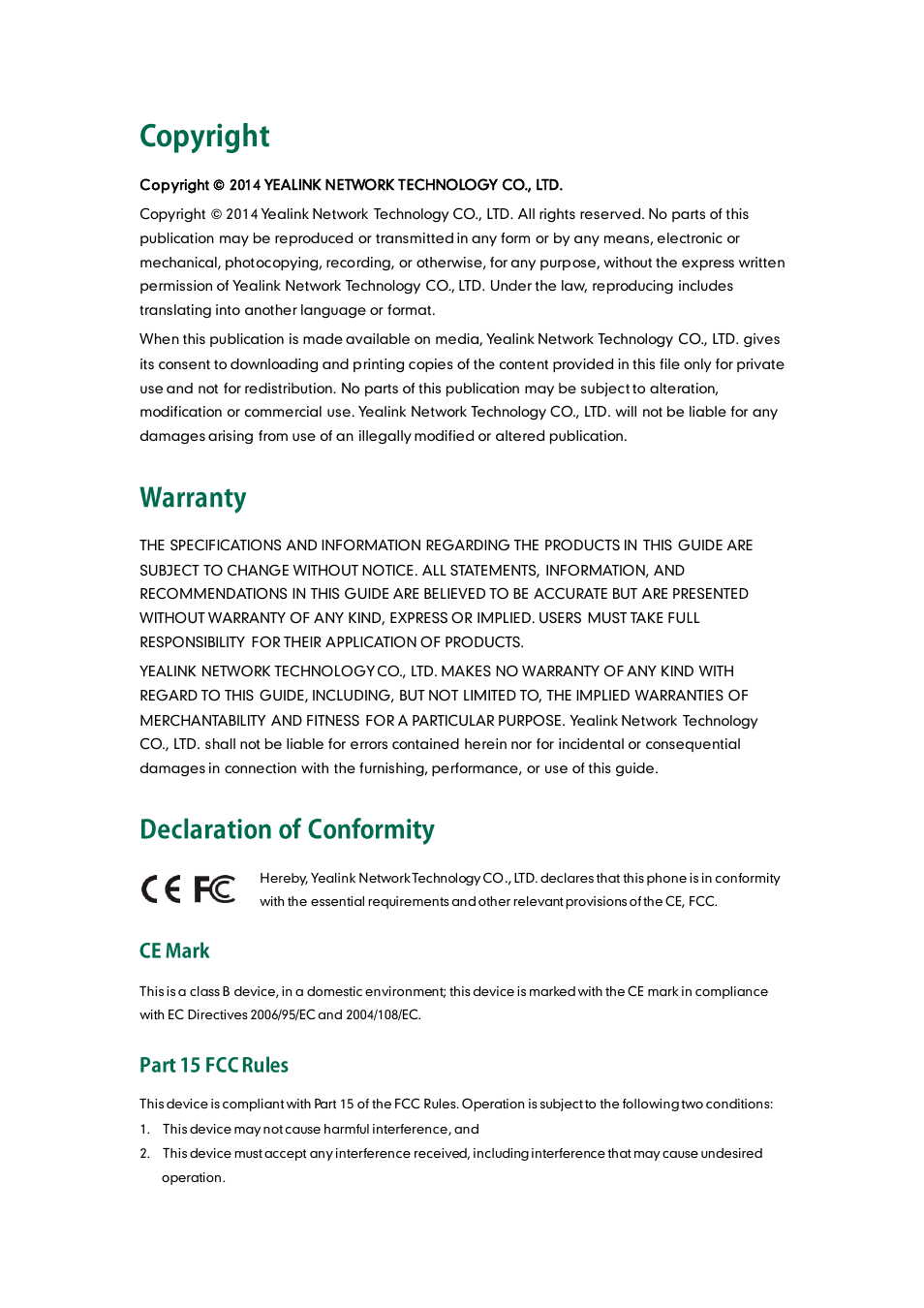 Yealink VP530 User Manual | Page 2 / 116