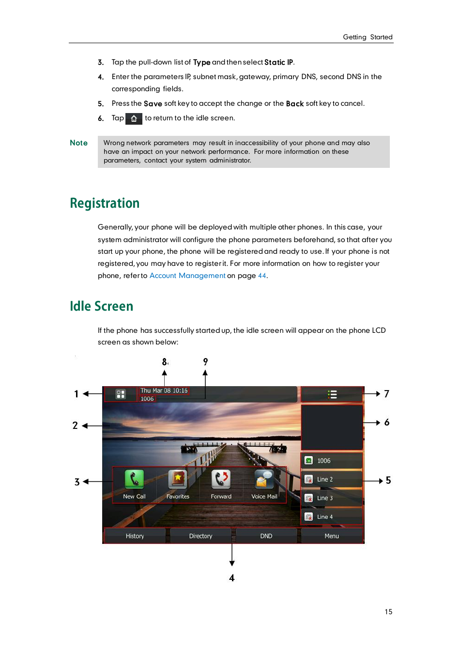 Registration, Idle screen | Yealink VP530 User Manual | Page 27 / 116