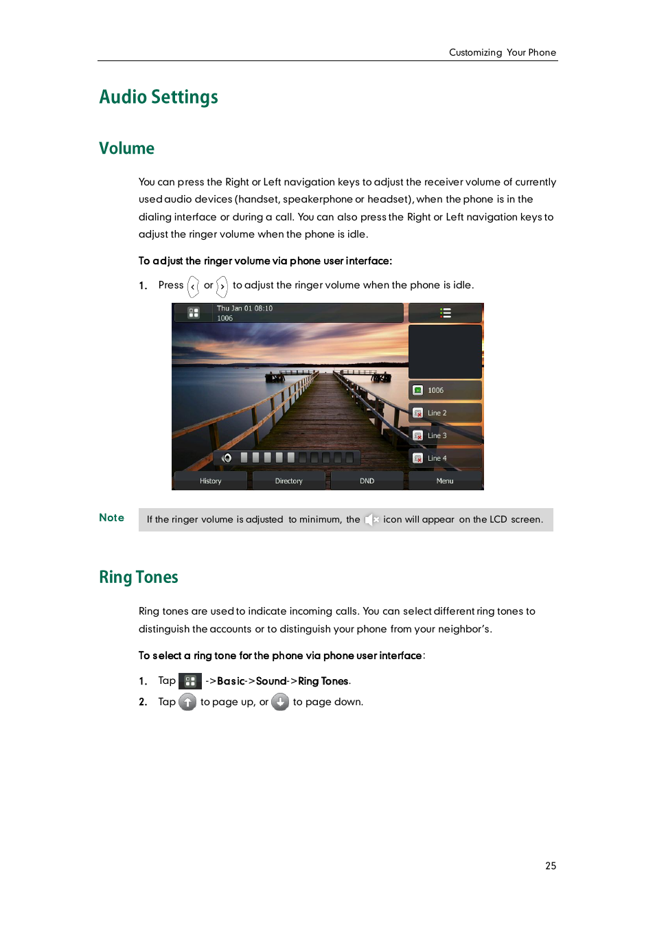 Audio settings, Volume, Ring tones | Yealink VP530 User Manual | Page 37 / 116