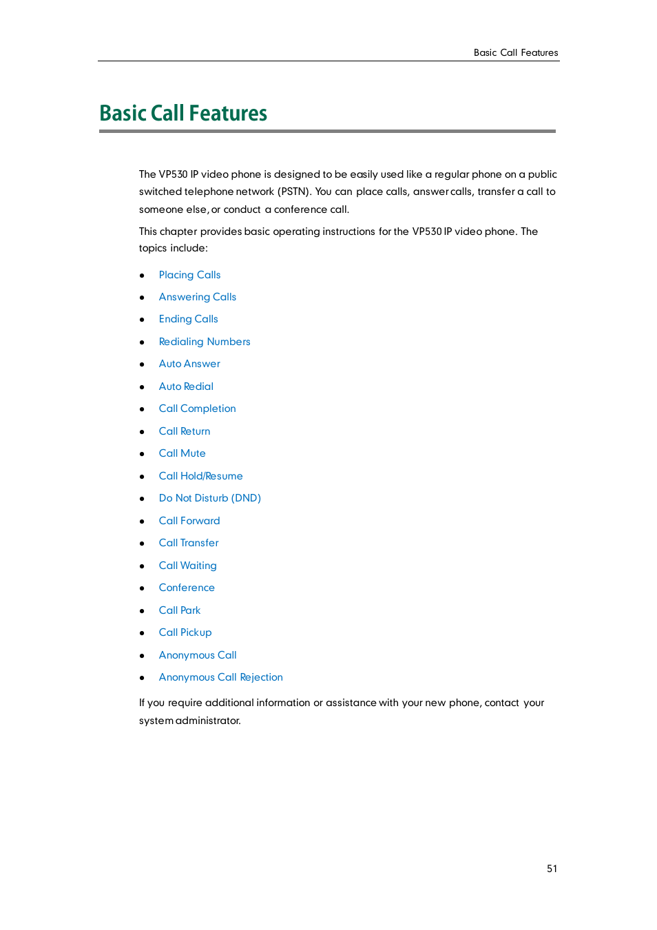 Basic call features | Yealink VP530 User Manual | Page 63 / 116