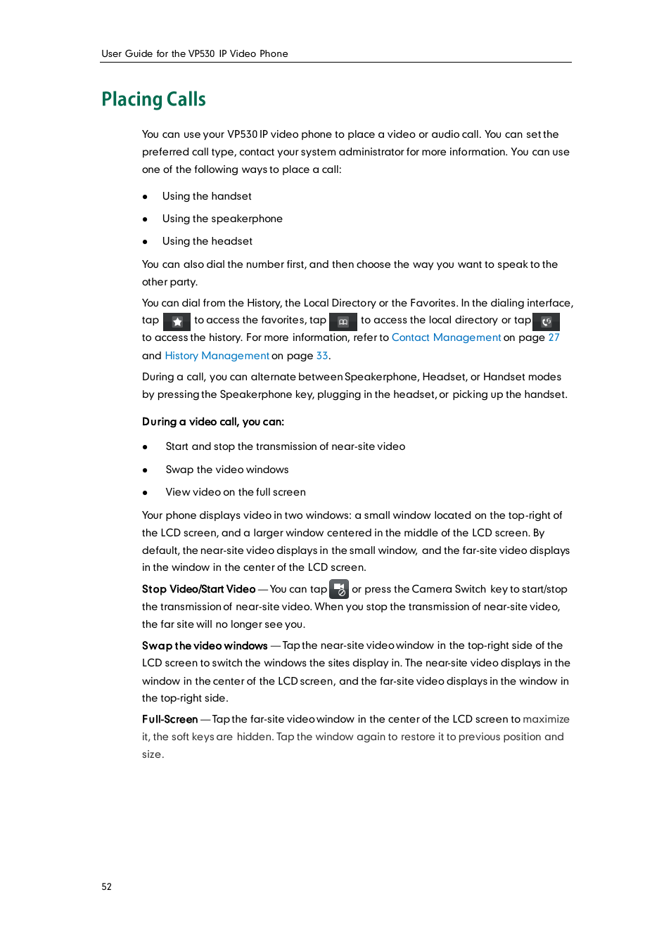 Placing calls | Yealink VP530 User Manual | Page 64 / 116