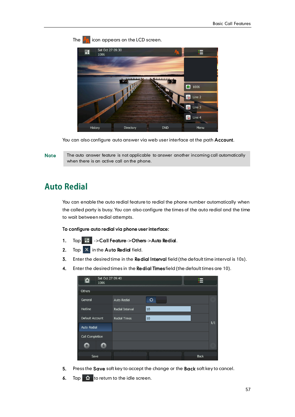 Auto redial | Yealink VP530 User Manual | Page 69 / 116