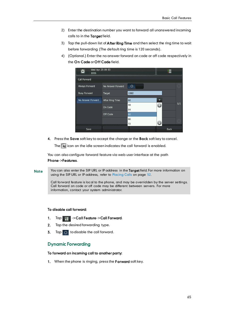 Dynamic forwarding | Yealink VP530 User Manual | Page 77 / 116