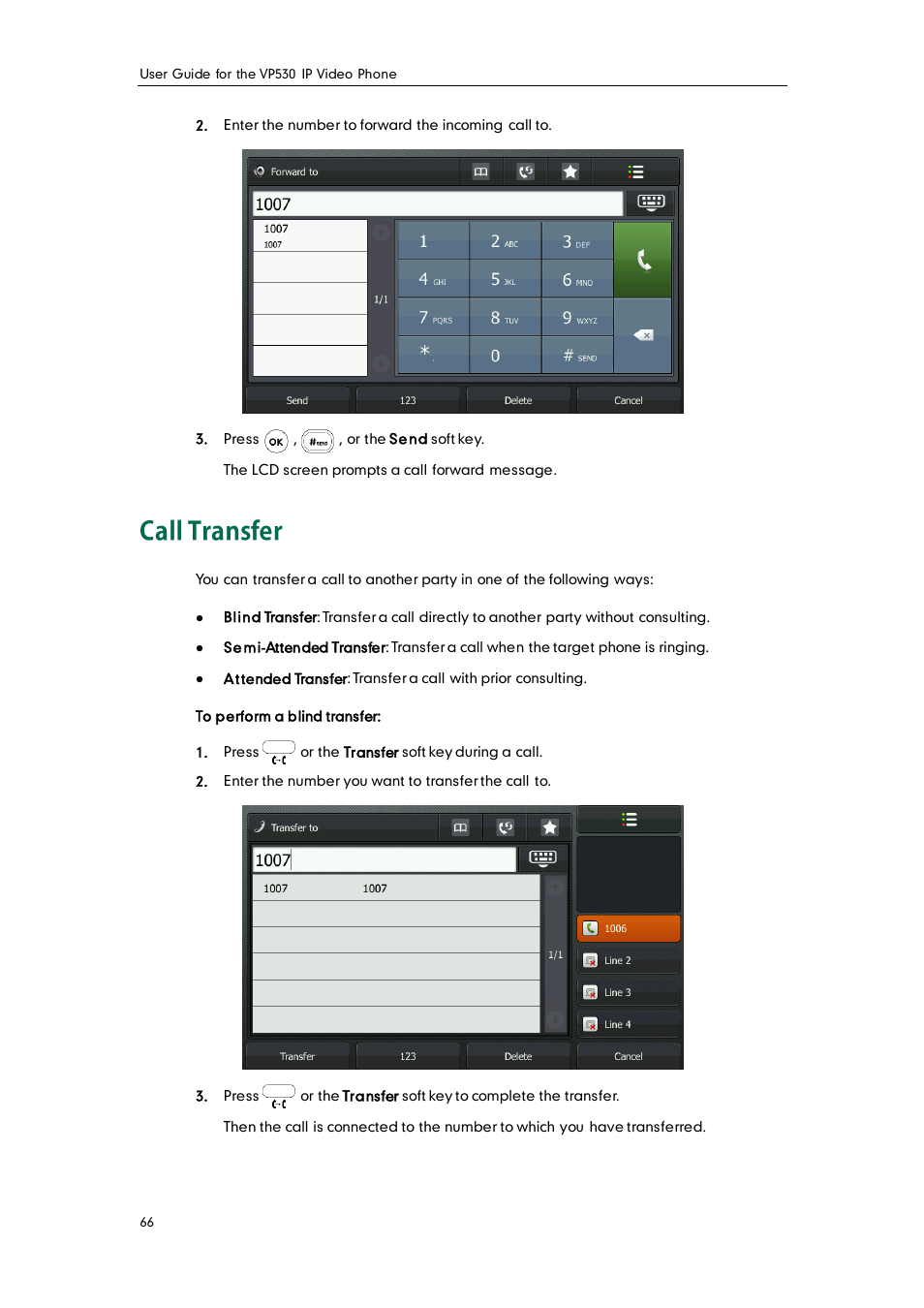 Call transfer | Yealink VP530 User Manual | Page 78 / 116