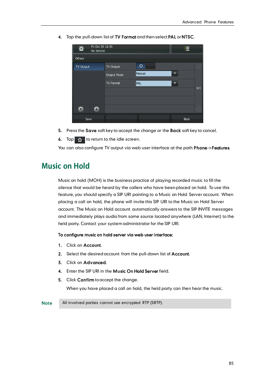 Music on hold | Yealink VP530 User Manual | Page 97 / 116