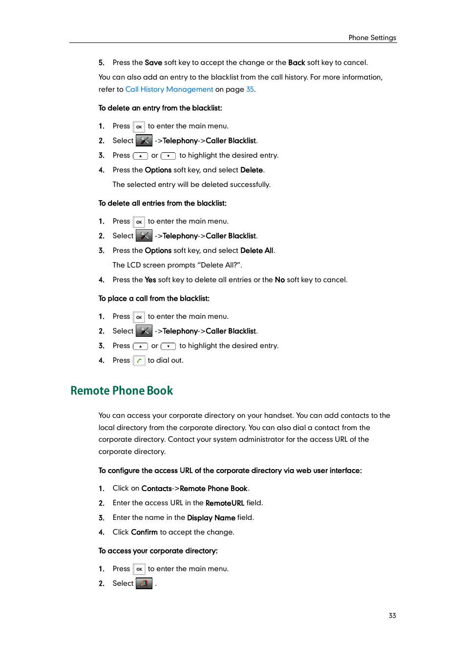 Remote phone book | Yealink W52P User Manual | Page 45 / 84