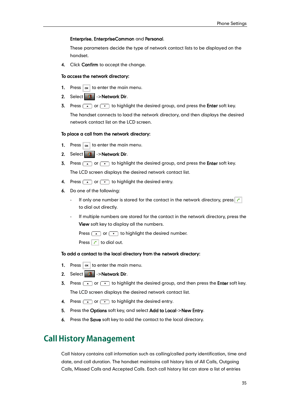 Call history management | Yealink W52P User Manual | Page 47 / 84