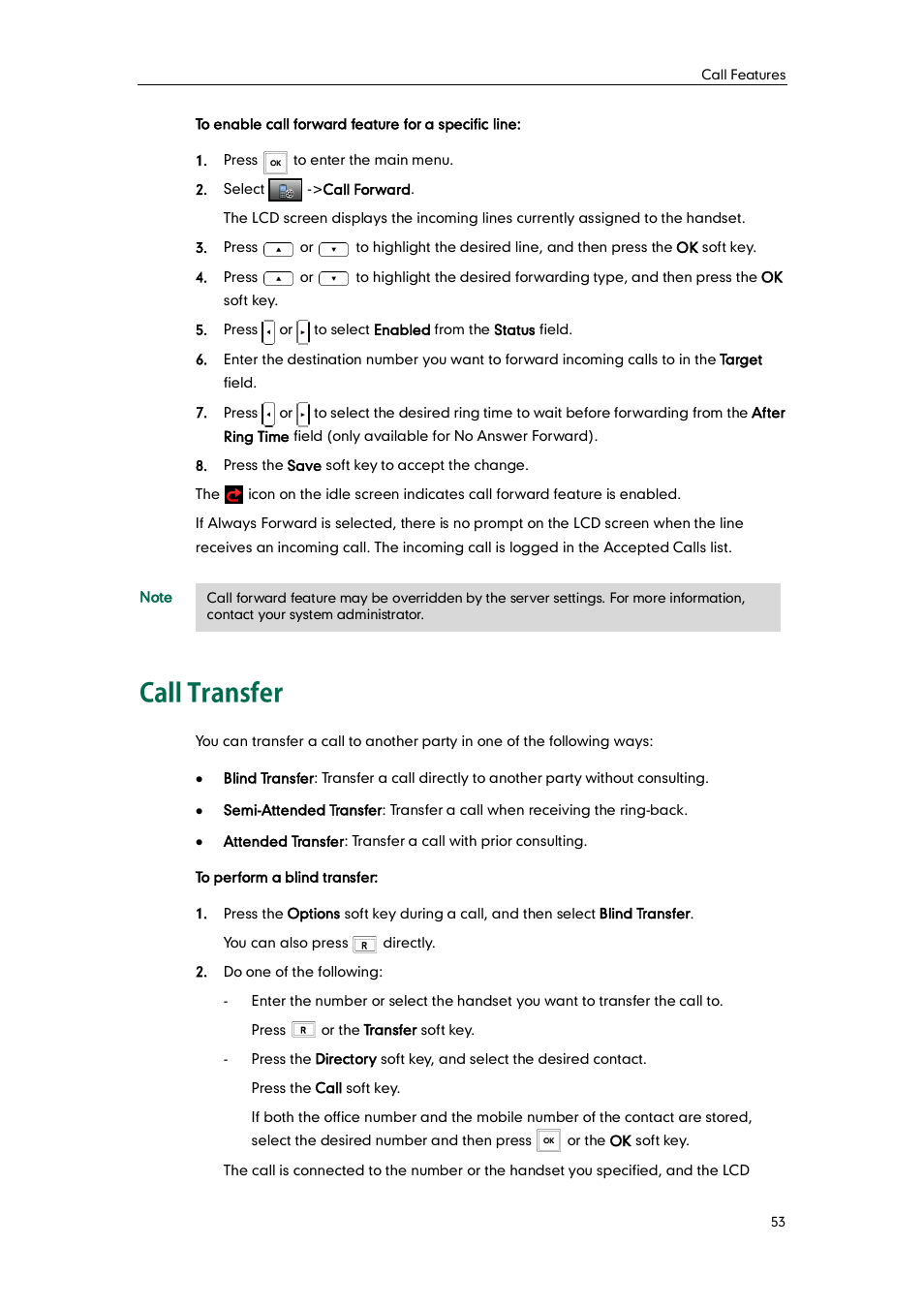 Call transfer | Yealink W52P User Manual | Page 65 / 84